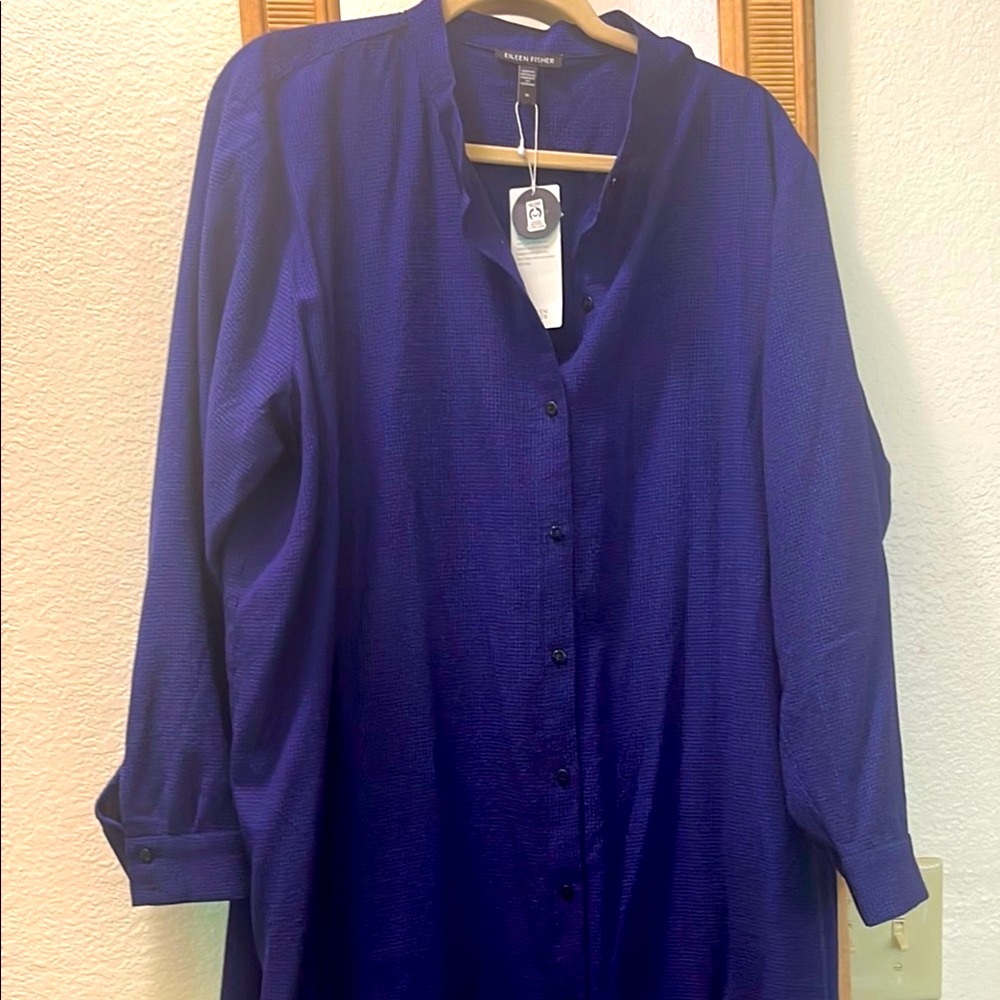 Eileen Fisher NWT Maxi Blue Shirt Dress